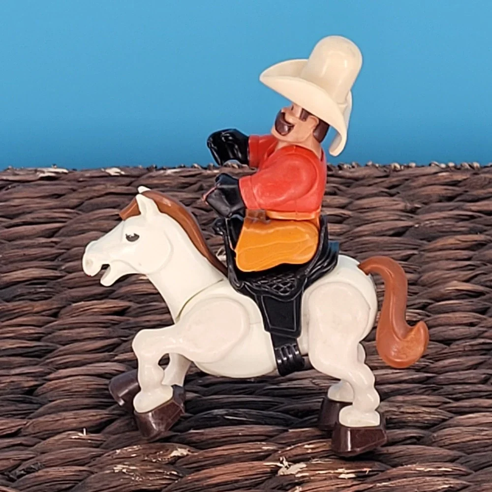 Vintage 1979 Fisher Price Husky Helpers Rodeo Rig #330 Truck Cowboy Horse set